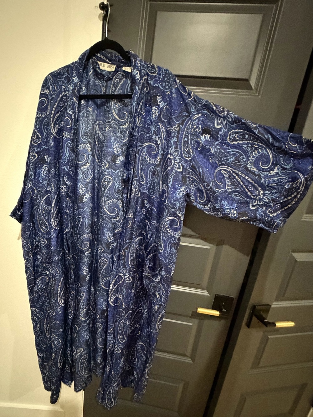 Blue Paisley Women's Duster Cape Silk 100%